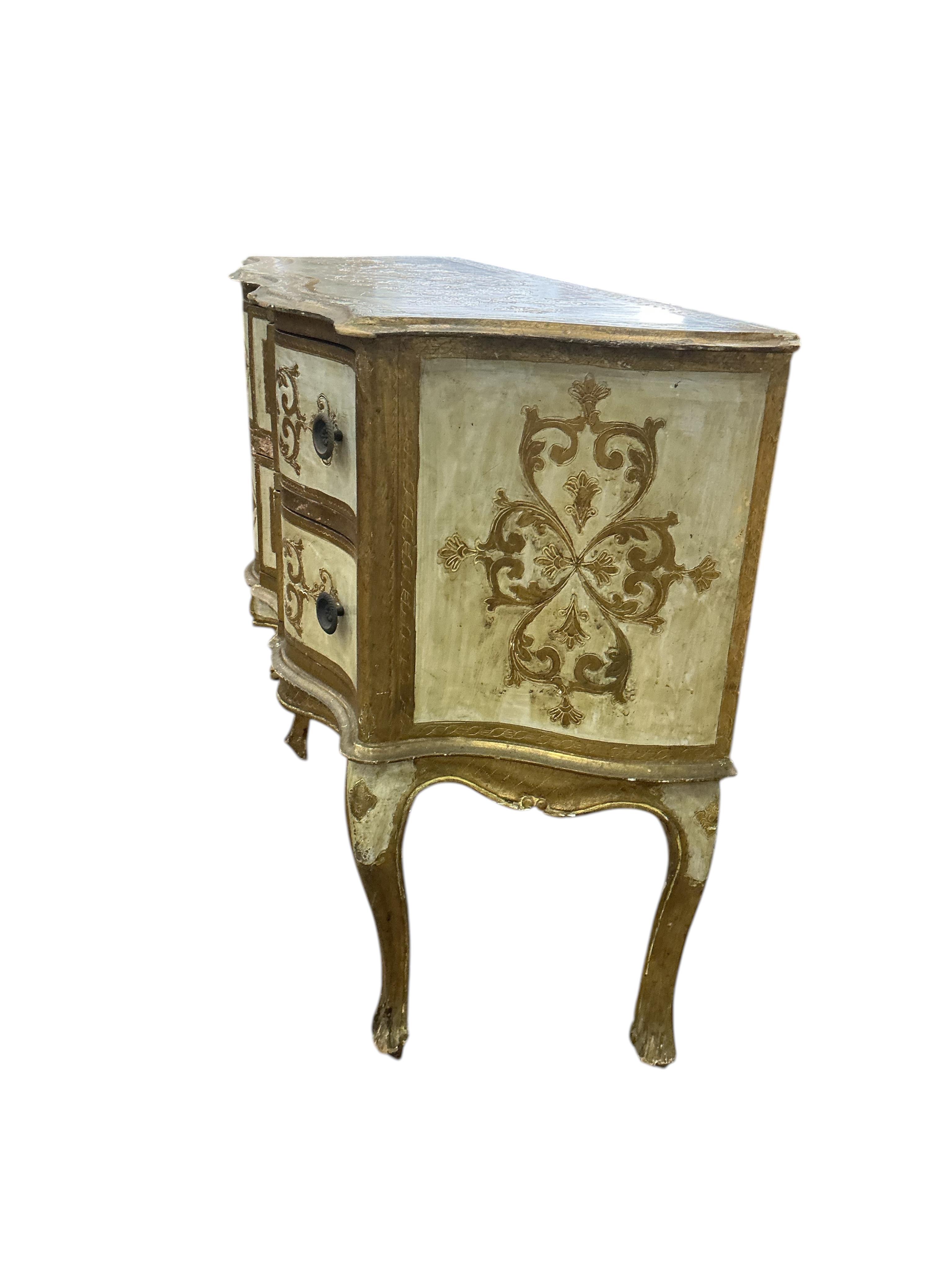 A mid 20th century Italian painted two drawer chest, width 100cm, depth 39cm, height 80cm